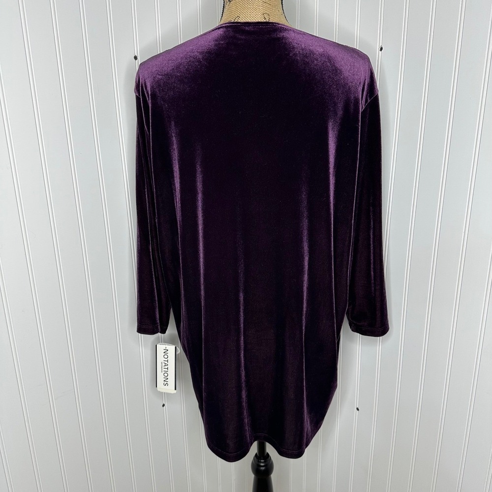 Notations Velvet Top Purple Sparkle Bling‎ Formal Event Party Vintage NEW Sz 1X - Picture 4 of 13